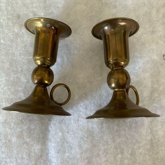 Vintage 3 1/4” Lightweight Brass Candlesticks -2 - Picture 3 of 6